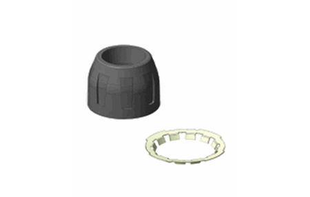 HR-Polymer mutter med klemme ring i rustfritt stål d. 16 mm