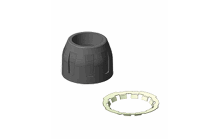 HR-Polymer mutter med klemme ring i rustfritt stål d. 32 mm