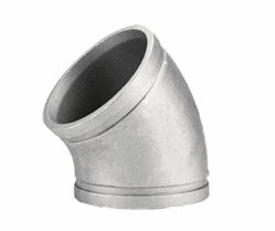 45° Albue aluminium 168,3 mm - 6 stusser med spor